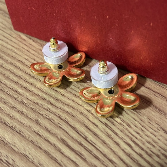 18K Gold Plated Daisy Flower Vintage Earrings - Picture 7 of 7